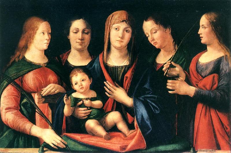 VIVARINI, family of painters Mary and Child with Sts Mary Magdalene and Catherine Sweden oil painting art